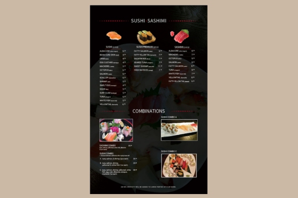 Mẫu menu quán Nhật tăng doanh thu nhanh chóng