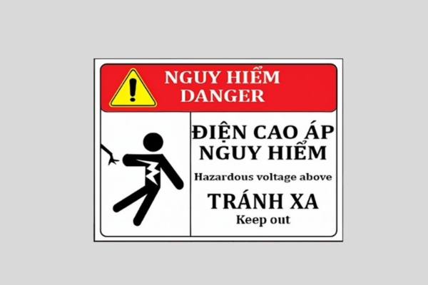 Mẫu tem cảnh báo điện giật in thông số