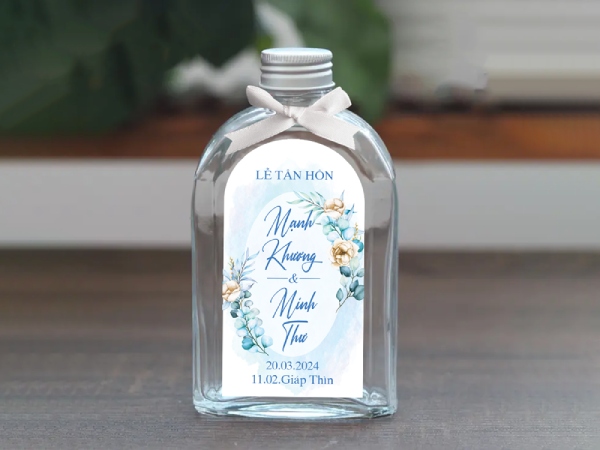 In Hoa Long nhận thiết kế và in ấn Mẫu Tem Dán Chai Nước Đám Cưới chất lượng
