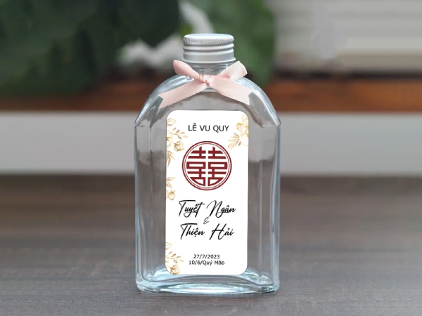 In Hoa Long nhận thiết kế và in ấn Mẫu Tem Dán Chai Nước Đám Cưới giá rẻ