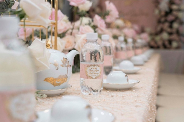 In Hoa Long nhận thiết kế và in ấn Mẫu Tem Dán Chai Nước Đám Cưới nước suối