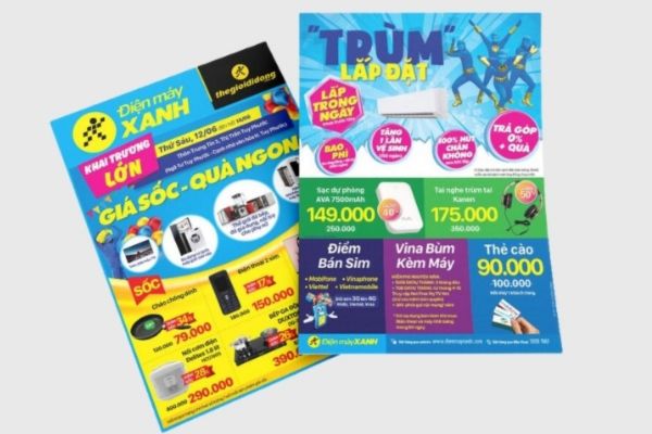 Mẫu tờ rơi điện máy xanh theo yêu cầu tại Hoa Long