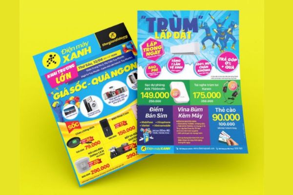 Mẫu tờ rơi điện máy xanh theo yêu cầu tại Hoa Long
