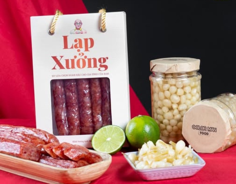 Mẫu túi giấy đựng lạp xưởng in ấn sắc nét
