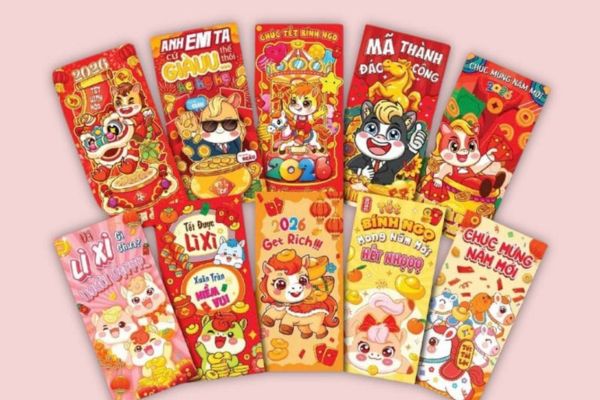 Mẫu bao lì xì 12 con giáp giá rẻ, thiết kế theo yêu cầu