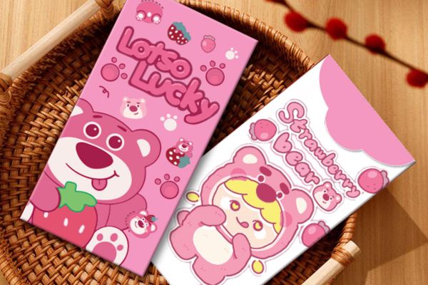 Mẫu bao lì xì gấu dâu đẹp, chất lượng tại Hà Nội