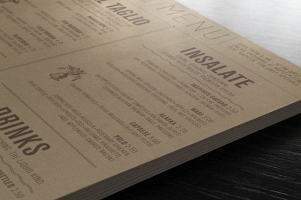 Chọn các loại giấy in menu phong cách tối giản