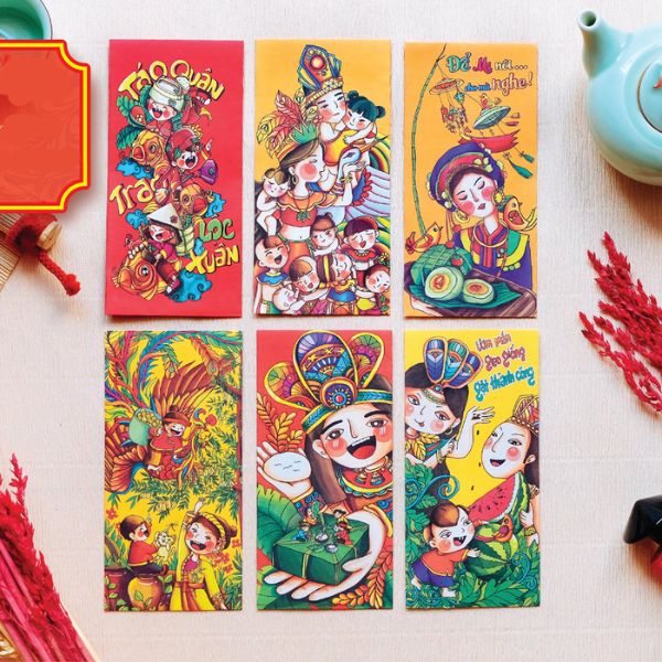 In bộ lì xì Tết cổ tích giá rẻ, thiết kế theo yêu cầu