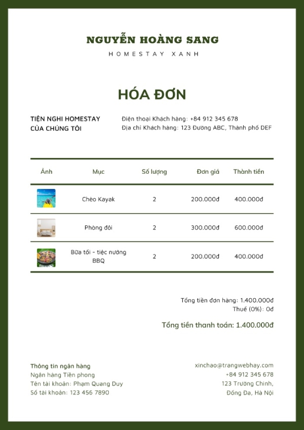 In Hoa Long nhận thiết kế và in hóa đơn khách sạn chuyên nghiệp