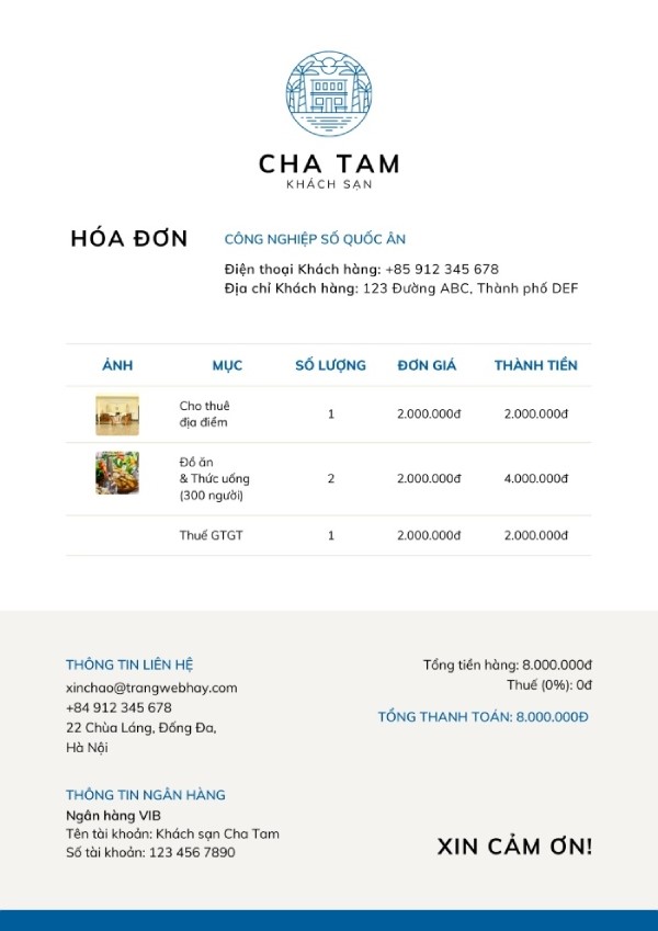 In Hoa Long nhận thiết kế và in hóa đơn khách sạn đẹp