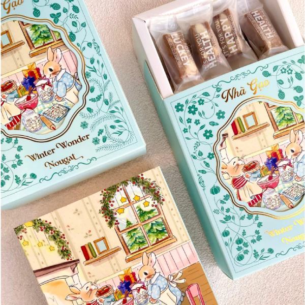 In Hoa Long nhận in hộp giấy đựng kẹo nougat sang trọng