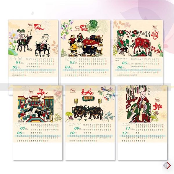 In lịch để bàn Tranh Đông Hồ giá rẻ, chất lượng cao