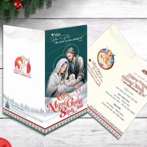 In thiệp giáng sinh công giáo giá rẻ, thiết kế theo yêu cầu