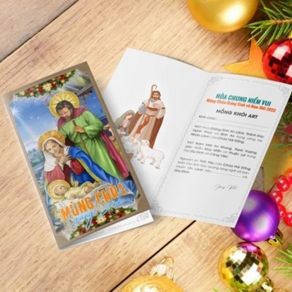 In thiệp giáng sinh công giáo giá rẻ, thiết kế theo yêu cầu