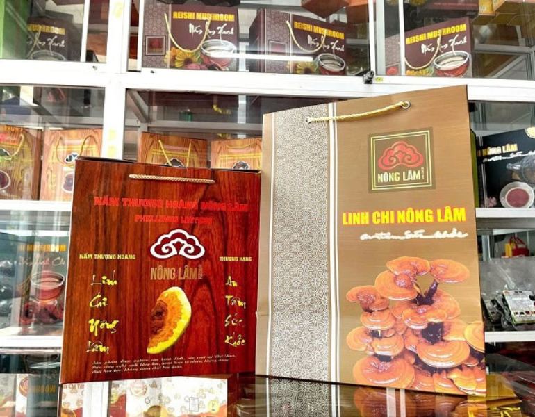 In túi giấy đựng nấm linh chi sắc nét