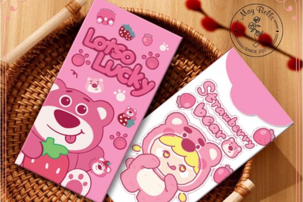 Mẫu bao lì xì gấu dâu đẹp, chất lượng tại Hà Nội