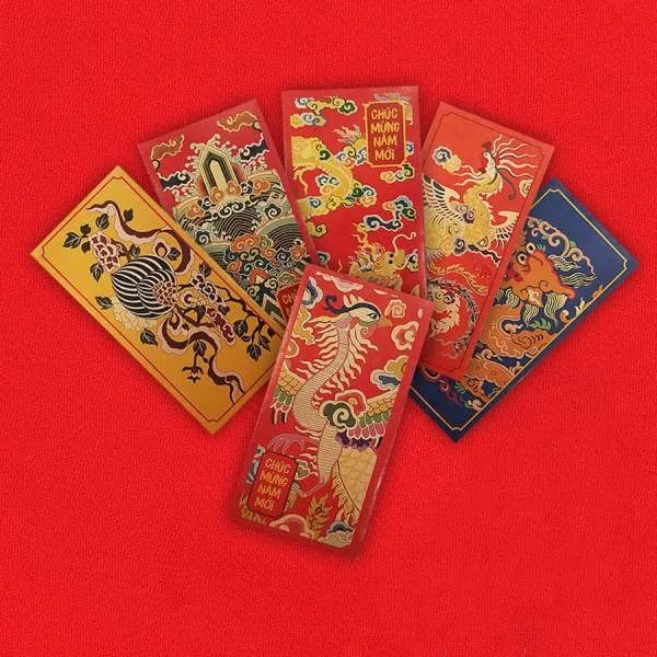 Bộ lì xì Tết hoa văn Đại Việt đẹp, chất lượng cao