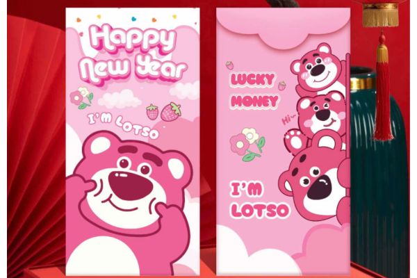 Mẫu bao lì xì gấu dâu đẹp, chất lượng tại Hà Nội