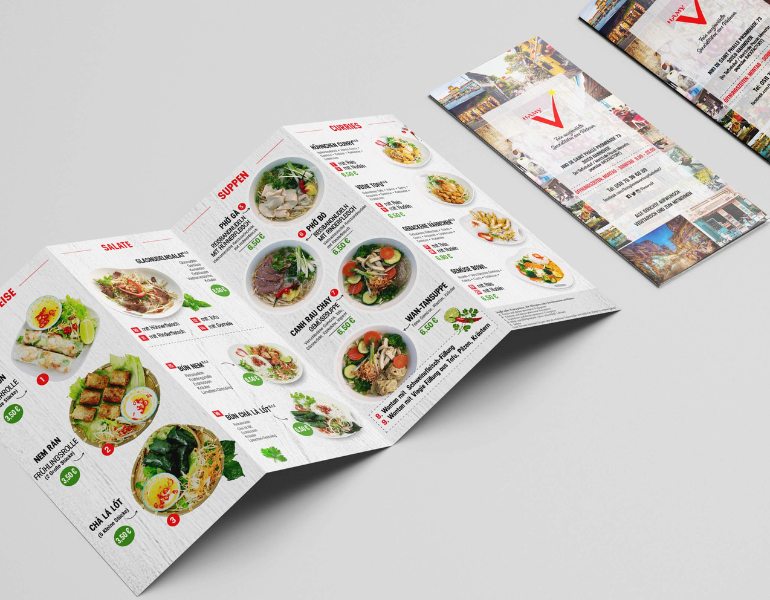 Mẫu brochure ẩm thực gấp 4 đẹp mắt