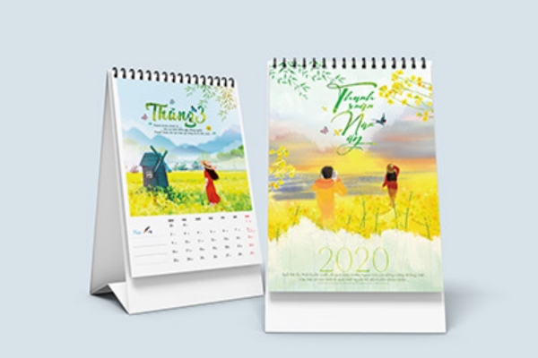Mẫu in lịch chủ đề Cánh đồng hoa ấn tượng, sáng tạo