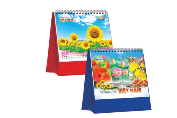 Mẫu in lịch chủ đề Cánh đồng hoa đẹp mắt