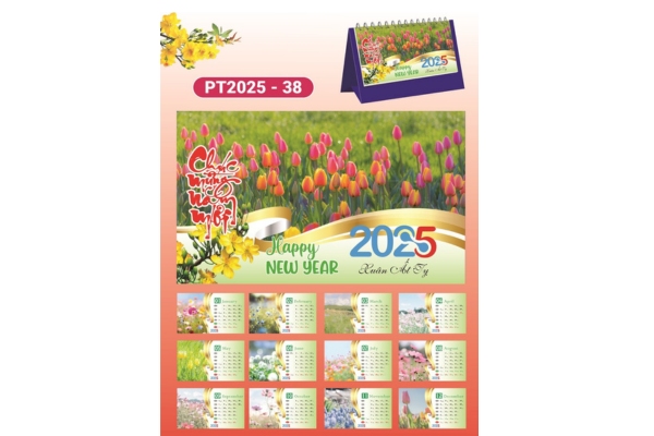Mẫu in lịch chủ đề Cánh đồng hoa thu hút