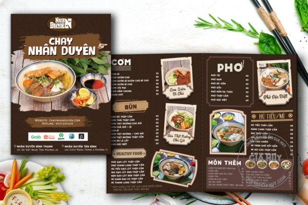 Mẫu menu nhà hàng chay đẹp mắt