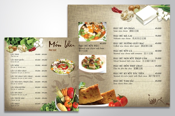 In Hoa Long nhận thiết kế và in ấn mẫu menu quán lẩu cao cấp