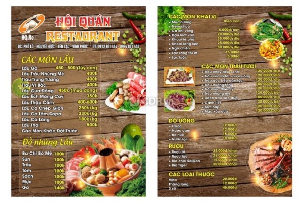 In Hoa Long nhận thiết kế và in ấn mẫu menu quán lẩu số lượng ít