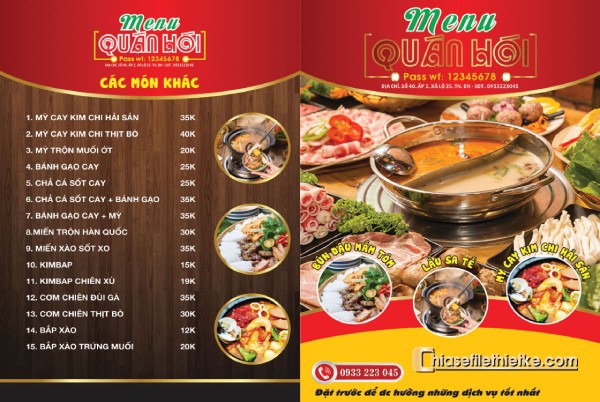 In Hoa Long nhận thiết kế và in ấn mẫu menu quán lẩu số lượng nhiều