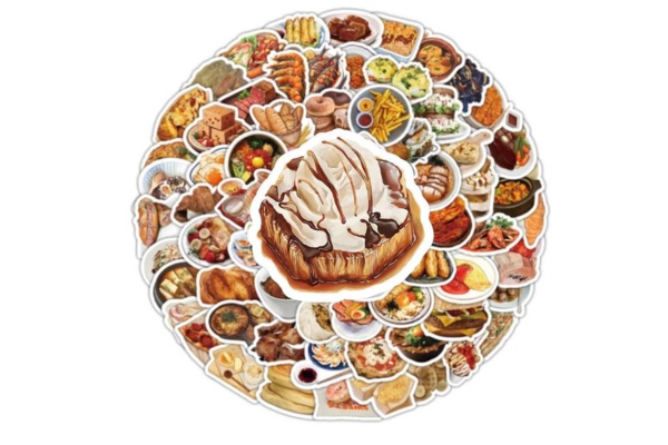 Mẫu sticker đồ ăn nhiều kiểu dáng
