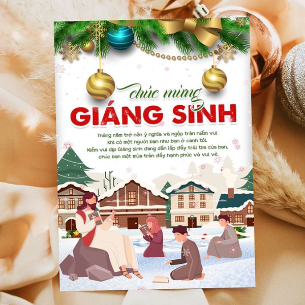 In thiệp giáng sinh công giáo giá rẻ, thiết kế theo yêu cầu