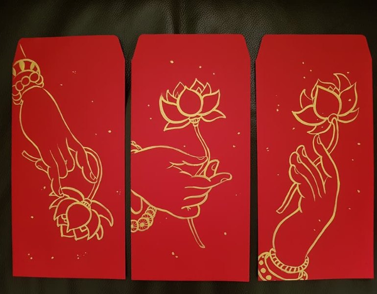 Bộ lì xì Tết chủ đề Hoa Sen ý nghĩa