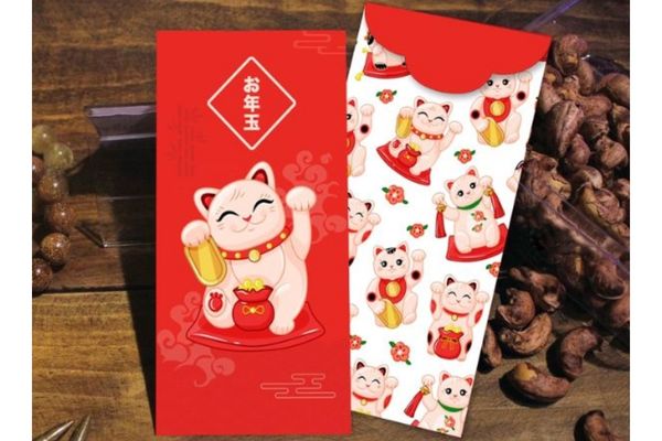 Mẫu bao lì xì mèo thần tài giá rẻ, thiết kế đẹp