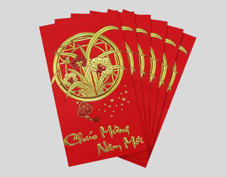 In bao lì xì cao cấp ép nhũ vàng