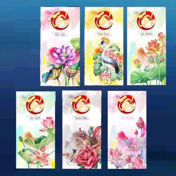 Bộ lì xì Tết chủ đề Hoa Sen đẹp mắt giá rẻ Bộ lì xì Tết chủ đề Hoa Sen đẹp mắt