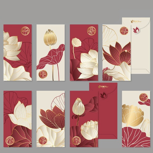 Bộ lì xì Tết chủ đề Hoa Sen giá rẻ uy tín Bộ lì xì Tết chủ đề Hoa Sen giá rẻ