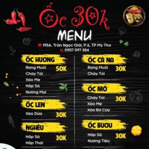 In Hoa Long nhận In menu quán ốc cao cấp