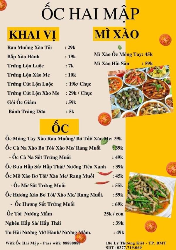 In Hoa Long nhận In menu quán ốcIn menu quán ốc giá rẻ