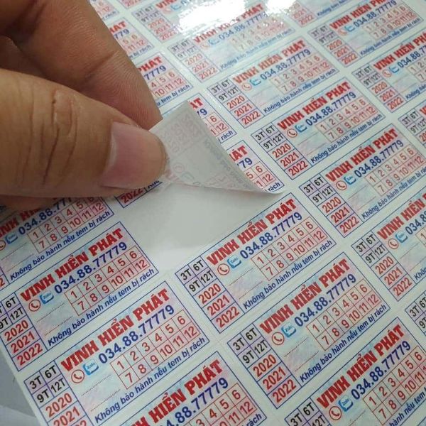 In tem bảo hành phụ kiện giá rẻ, thiết kế theo yêu cầu