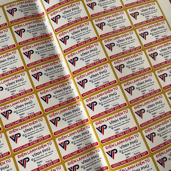 In tem bảo hành phụ kiện In tem bảo hành phụ kiện giá rẻ, thiết kế theo yêu cầu