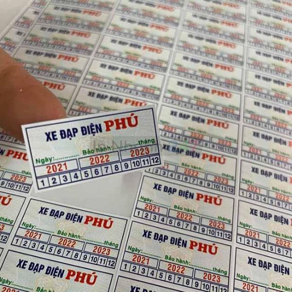 In tem bảo hành xe điện giá rẻ, lấy nhanh tại Hà Nội