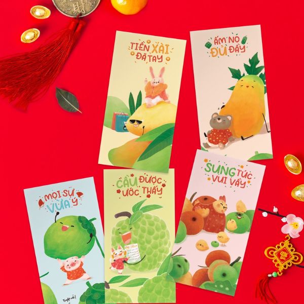 Bao lì xì ngũ quả Bao lì xì ngũ quả giá rẻ, mẫu đẹp tại Hoa Long