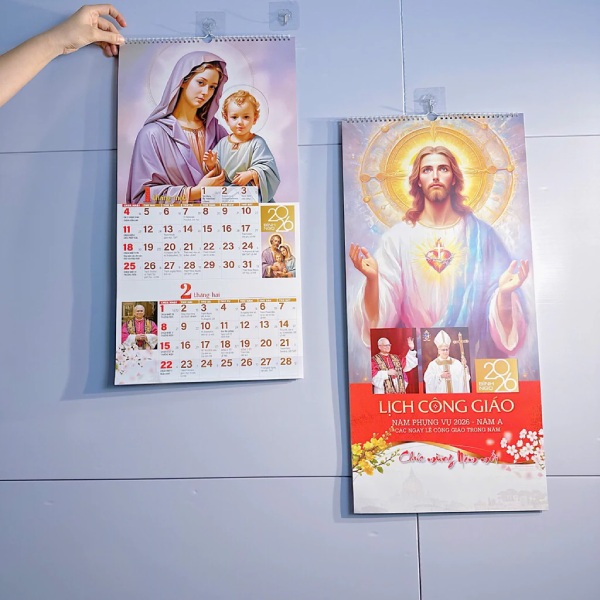 In Hoa Long nhận thiết kế và in ấn Lịch treo tường 7 tờ Tết 2026 công giáo