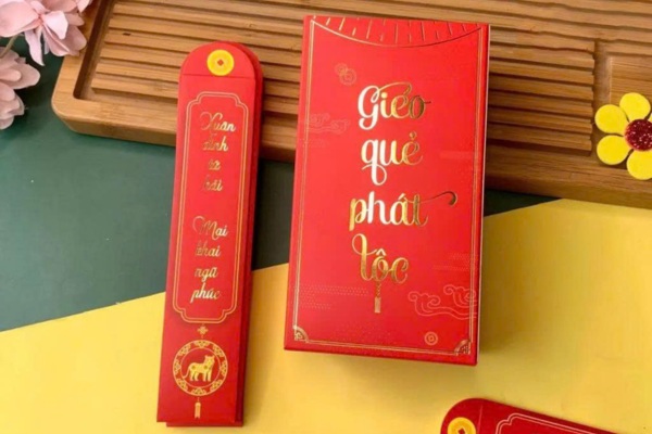 Mẫu bao lì xì gieo quẻ in ép nhũ