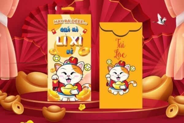 Mẫu bao lì xì mèo thần tài giá rẻ, thiết kế đẹp