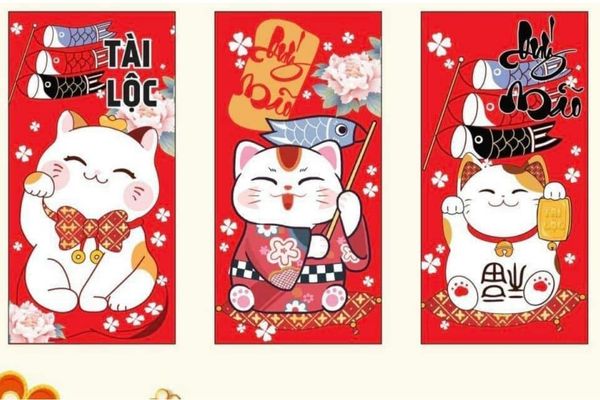 Mẫu bao lì xì mèo thần tài giá rẻ, thiết kế đẹp
