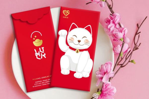 Mẫu bao lì xì mèo thần tài giá rẻ, thiết kế đẹp