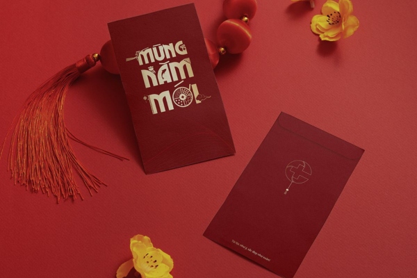 Mẫu bao thư đỏ đựng lì xì Tết