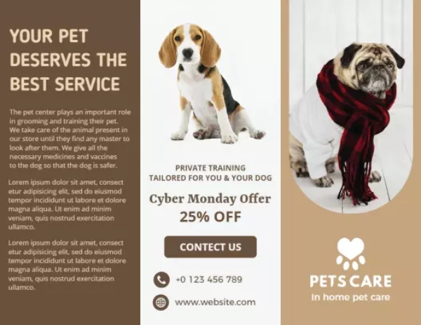 In Hoa Long nhận thiết kế và in ấn mẫu brochure pet shop sang trọng